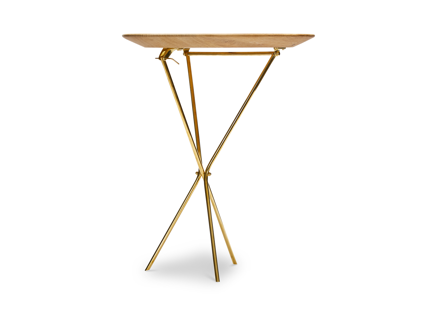 #3642-1 Tripod Table - Brass and Oak